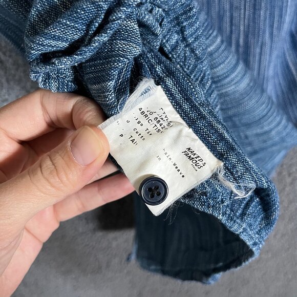 Naked & Famous Cotton Button Down Long Sleeve Shirt - Men's Size S - Blue - Picture 5 of 9